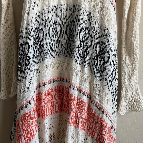 Anthropologie Cream and Orange Long Sleeve Crochet Dress - M - Picture 9 of 15